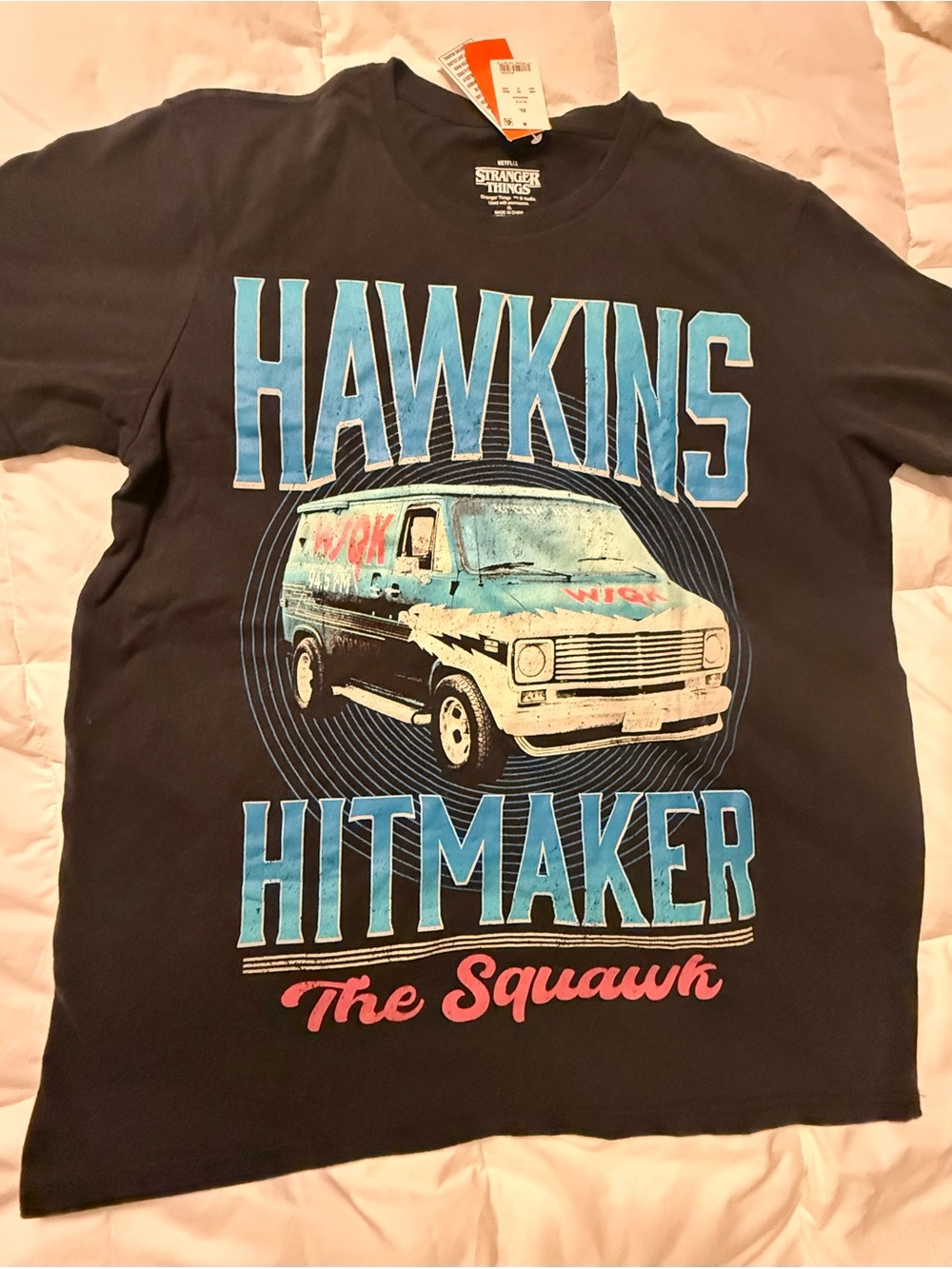 Size XL Men’s Stranger Things Hitmaker Black Graphic Tee The Squawk WSQK